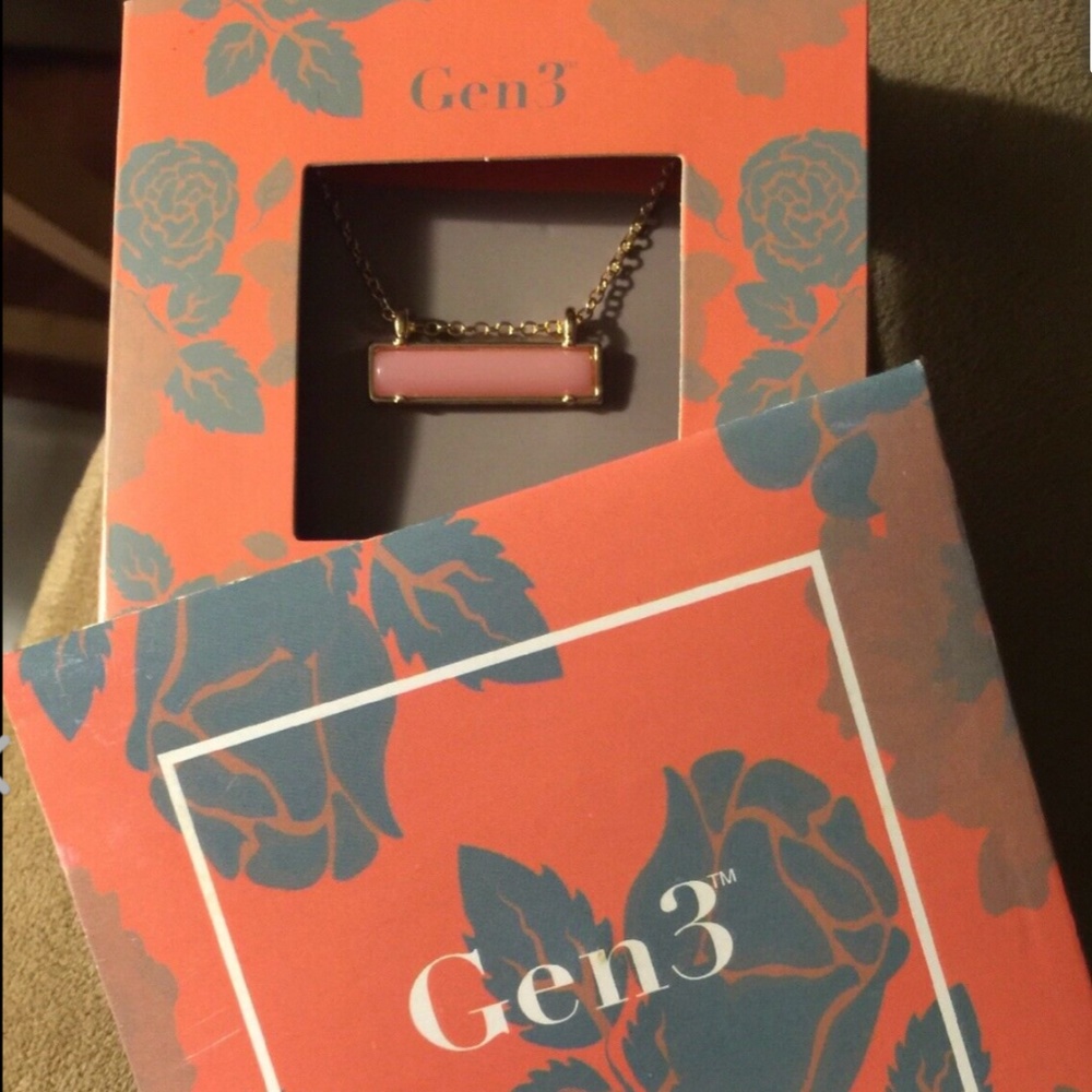 Gen3 Stella Pink Pendant Gold Bar Necklace